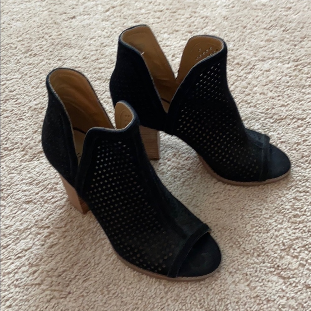 Lucky Brand Larise Black laser cut bootie